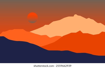 Natural Landscape view of Mountains and Sun