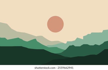 Natural Landscape view of Mountains and Sun
