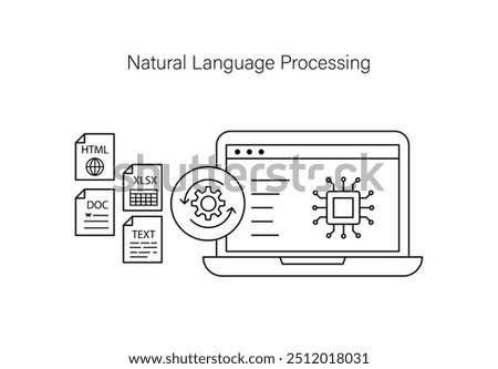 Natural Language Processing, AI-Driven Text Mining, Language Understanding, and Text Analytics Icon with Editable Stroke.