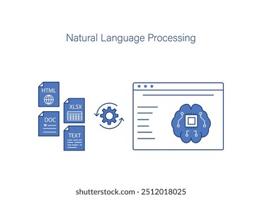 Natural Language Processing, AI-Powered Text Analysis, Language Modeling, and Sentiment Analysis Icon with Editable Stroke.