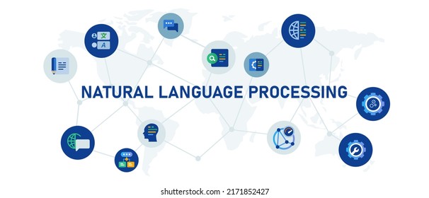 Natural language processing artificial conversation automatic software technology symbolize in interconnected icon 