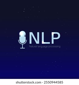 Natural Language Processing-Konzept. NLP-Poster. KI und Linguistiktechnologie analysieren und interpretieren menschliche Sprache. Mikrofon und Wellenform. Chatbots, Sprachassistenten und Vektorgrafik der Stimmungsanalyse