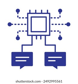 Icono de procesamiento de lenguaje natural con trazo editable para IA y aprendizaje automático