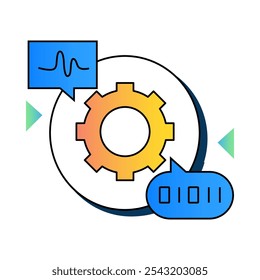 Ícone de Processamento de Linguagem Natural - Cabeça com Engrenagem, Representando Análise de Texto, Compreensão de Linguagem e Processamento de IA