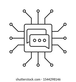 Natural language processing icon. Outline thin line illustration. Flat and isolated on white background. 