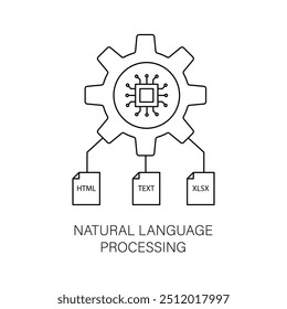 Natural Language Processing, Language Modeling, Text Mining, and AI Text Analysis Icon with Editable Stroke.