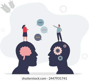 Natural language processing or NLP as AI development tiny person concept.flat vector illustration.