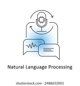 Natural Language Processing (NLP) Icon: AI Language Understanding, Text Analysis, Sentiment Analysis, Machine Translation.