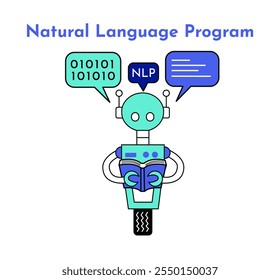 Ícone do Programa de Linguagem Natural. Ícone Inteligência Artificial na Educação. Ilustração do ícone de e-learning. Educação e aprendizagem com IA.