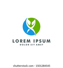 Natural leaf abstract logo design vector illustration