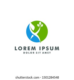 Natural leaf abstract logo design vector illustration