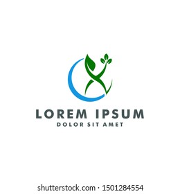 Natural leaf abstract logo design vector illustration