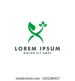 Natural leaf abstract logo design vector illustration