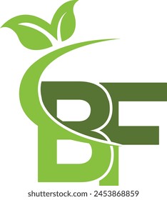 Diseño de logotipo de letras BF de hoja natural. Logo BF o FB con combinación de hoja natural. Logo de letras FB de hoja verde o árbol verde con una combinación de Imágenes vectoriales.