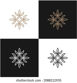 natural leaf bloom flower, logo design mandala ornament pattern