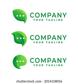 natural leaf bubble speech logo design. eco bubble speech logo.