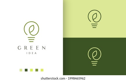 natural leaf bulb logo in simple and modern style