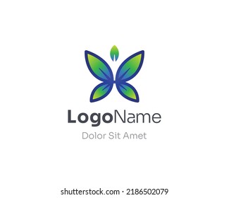 Natural Leaf Butterfly Logo Gradient