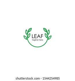 natural leaf with circle logo for wedding / anniversary / brand / company logo template