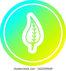 Naturblatt-Kreissymbol mit kühler Farbverlauf-Oberfläche