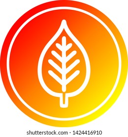 icono circular de hoja natural con acabado degradado cálido