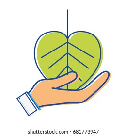 natural leaf to conservation the environment in the hand