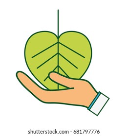 natural leaf to conservation the environment in the hand