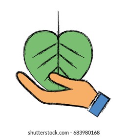 natural leaf to conservation the environment in the hand