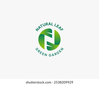 Natural leaf with creative letter n logo
