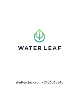Natural Leaf Drop Water Logo Template Illustration Design