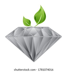 elemento de hoja natural con logotipo de diamante para su tienda o empresa