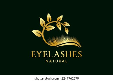Natural leaf eyelash logo design, eyelash extension logo vector illustration