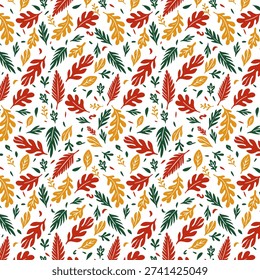Natural leaf floral pattern isolated on white background. vector illustration