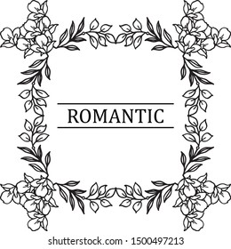 Natural leaf flower frame for greeting card romantic. Vector