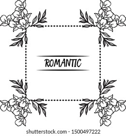 Natural leaf flower frame for greeting card romantic. Vector