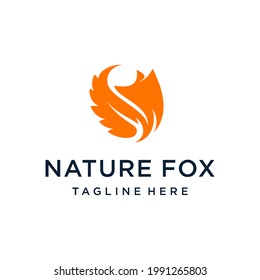 Naturleder mit Fuchs, Wolf-Logo-Design-Vorlage