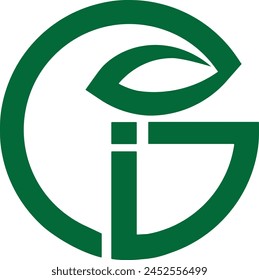 Natural leaf GI letters logo icon design. Green leaf GI letters  logo template vector image. Green tree logo Gi icon design