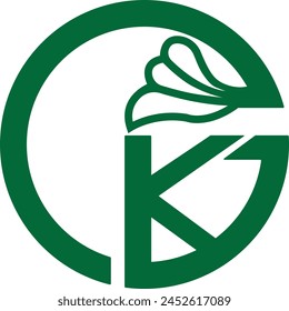 Natural leaf GK letters logo icon design. GK or KG logo with combination of Natural leaf and KG letters Logo with a combination vector image