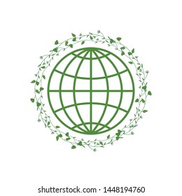 Natural leaf and globe icon/logo concept design