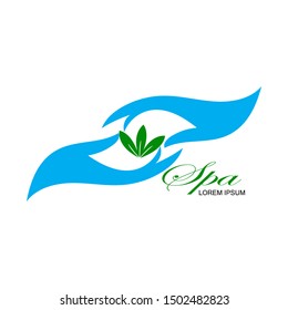 natural leaf with hand for spa logo