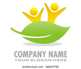 natural leaf happy fun joy people figure image icon vector