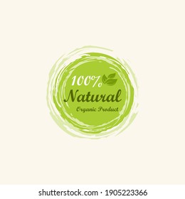 Natural leaf icon. 100% naturals vector image
