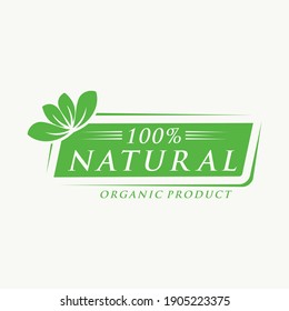 Natural leaf icon. 100% naturals vector image
