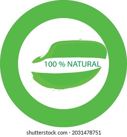 Natural leaf icon. 100% naturals vector image