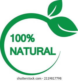 Natural leaf icon. 100% naturals vector image.eps
