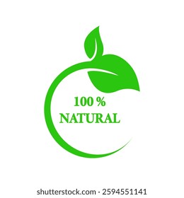 Natural leaf icon. 100 naturals vector image