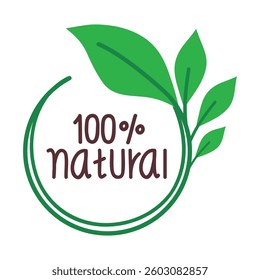 Natural leaf icon. 100% naturals vector 2
