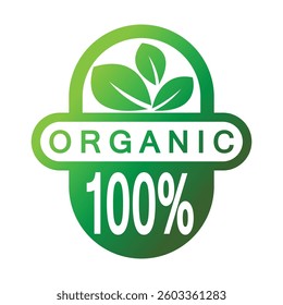 Natural leaf icon. 100% naturals vector 