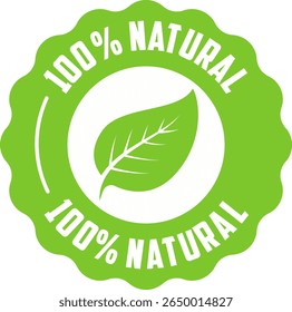 Natural Leaf Icon – Imagen de Vector 100% Natural para Productos Ecológicos y Orgánicos