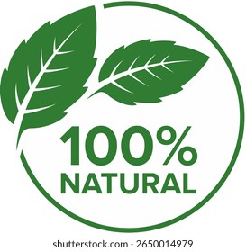 Ícone de folha natural - Imagem vetorial 100% natural para produtos ecológicos e orgânicos